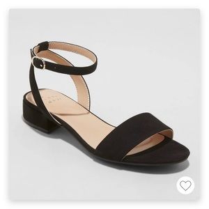 Black suede ankle strap sandals